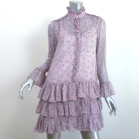NEW Zadig & Voltaire Raspail Crinkle Floral Lace Trim Mini Dress M Retail $598 - Picture 1 of 14